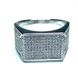 Stunning Blinged Out Sterling Silver Mens Ring